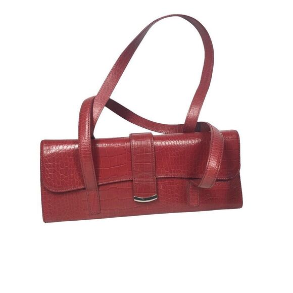 Alfani Purse Womens Red Emilia Buckle Crocodile Embossed Leather Retro 90's - Picture 10 of 15